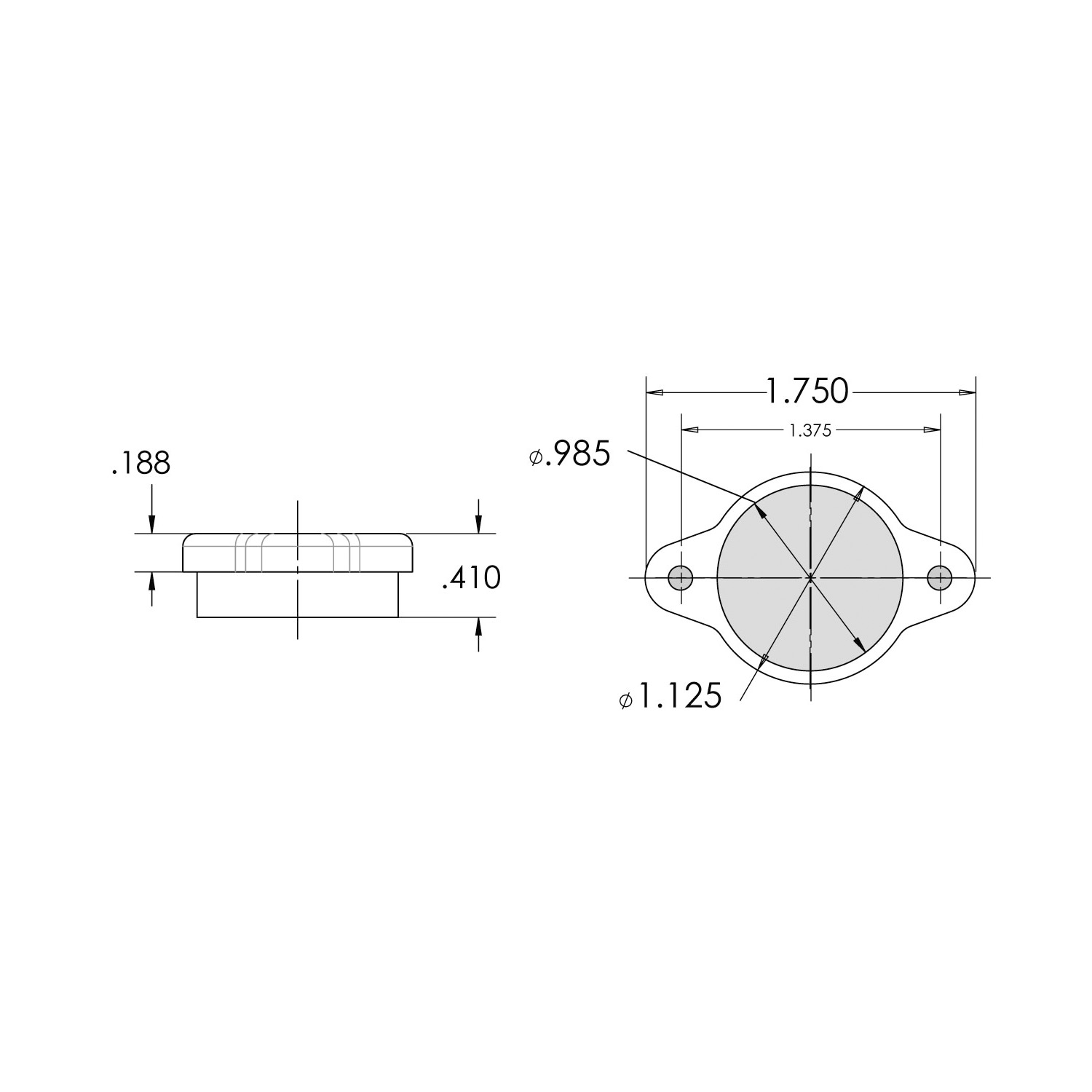 Flange mount green LED light – LEDG Product Image 3