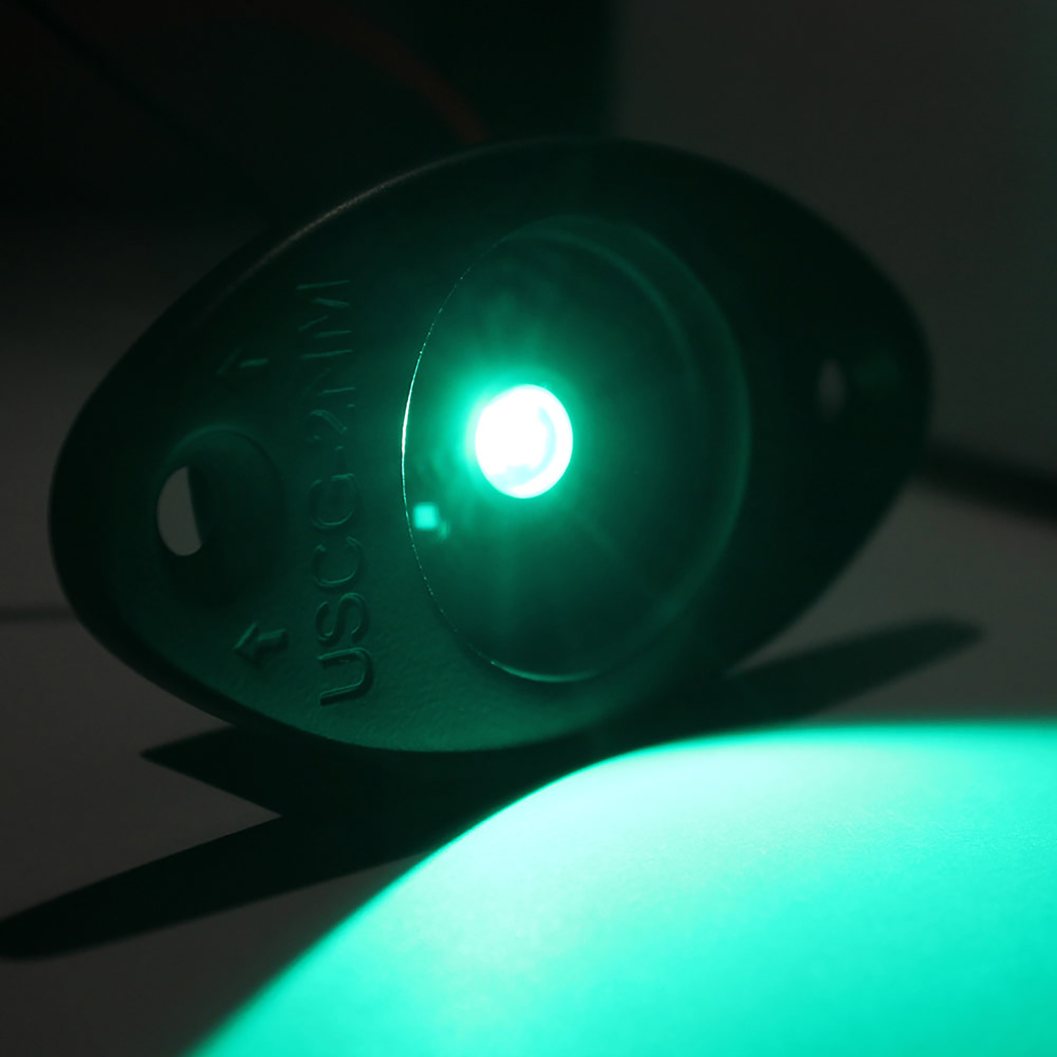Gloss black stainless green LED navigation light – LEDNL3GBKG - Hover