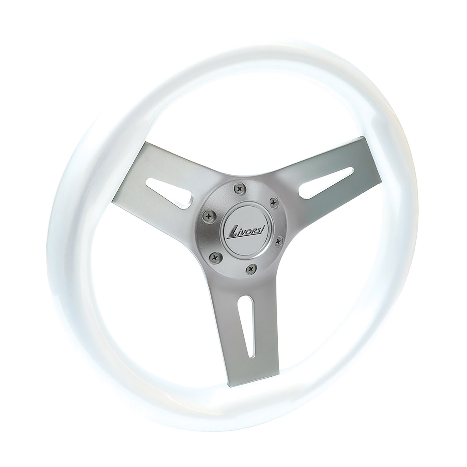 White Livorsi Mega Grip marine steering wheel – MGWALW - Hover